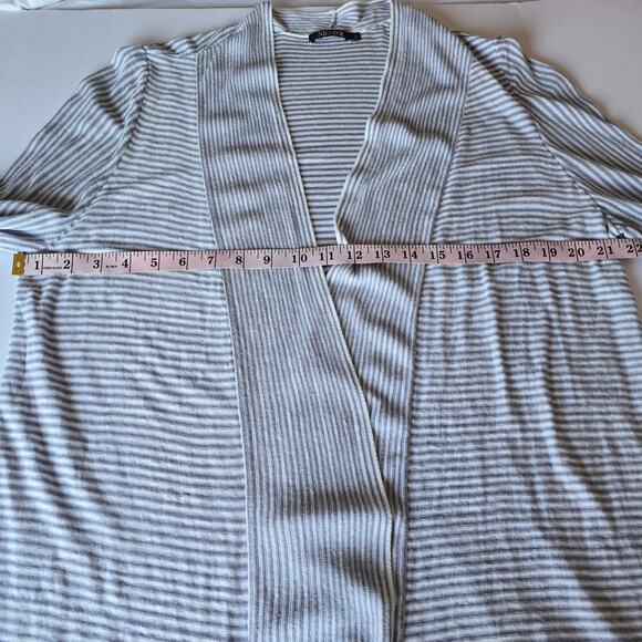 Women’s Linen Blend Striped Open Cardigan Blue White XL Lightweight Lagenlook - Picture 6 of 8